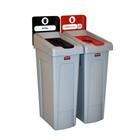 Slim Jim Recyclingstation 2-stroom NL deksel gesloten (zwart)/flessen (rood), Rubbermaid | grijs, zwart, rood | VB 182015