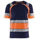 T-shirt High Vis UV korte mouw ronde hals 3421 - marineblauw/fluo geel