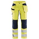 Werkbroek Dames High Vis met stretch 7163 - Geel/Marineblauw