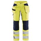 Werkbroek Dames High Vis met stretch 7163 - Geel/Marineblauw