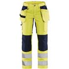 Werkbroek Dames High Vis met stretch 7163 - Geel/Marineblauw