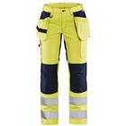 Werkbroek Dames High Vis met stretch 7163 - Geel/Marineblauw