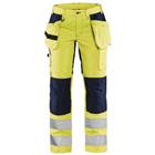 Werkbroek Dames High Vis met stretch 7163 - Geel/Marineblauw