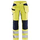 Werkbroek Dames High Vis met stretch 7163 - Geel/Marineblauw