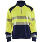 Sweatshirt halve rits High Vis 3556 - geel/marineblauw