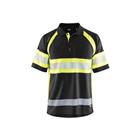 Poloshirt High Vis Klasse 1 UV 3338 - knoopsluiting - zwart/fluo geel