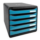 Exacompta Ladekastje met 5 lades Big Box PLUS Kunststof Zwart, Turquoise 27.8 x 34,7 x 27.1 cm