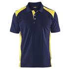 Poloshirt Piqué High Vis 3324 kraag knoopsluiting marineblauw/fluogeel
