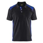 Poloshirt Piqué 3324 - kraag met knoopsluiting - zwart/korenblauw