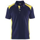 Poloshirt Piqué High Vis 3324 kraag knoopsluiting marineblauw/fluogeel