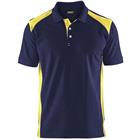 Poloshirt Piqué High Vis 3324 kraag knoopsluiting marineblauw/fluogeel