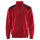 Sweatshirt Bi-Colour met halve rits 3353 - rood/zwart