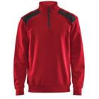 Sweatshirt Bi-Colour met halve rits 3353 - rood/zwart