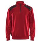 Sweatshirt Bi-Colour met halve rits 3353 - rood/zwart