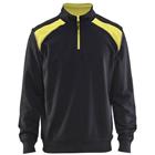 Sweatshirt Bi-Colour High Vis met halve rits 3353 - zwart/fluogeel