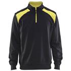 Sweatshirt Bi-Colour High Vis met halve rits 3353 - zwart/fluogeel