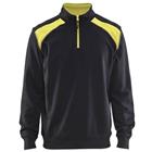 Sweatshirt Bi-Colour High Vis met halve rits 3353 - zwart/fluogeel