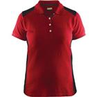 Poloshirt Dames korte mouw knoopsluiting 3390 - rood/zwart