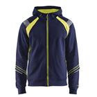 Sweatshirt hooded hele rits Hight Vis 3433 - marineblauw/fluo geel