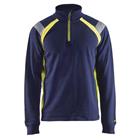Sweatshirt halve rits High Vis lange mouw 3432 - marineblauw/fluo geel