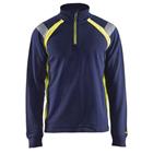Sweatshirt halve rits High Vis lange mouw 3432 - marineblauw/fluo geel