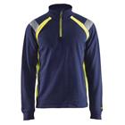 Sweatshirt halve rits High Vis lange mouw 3432 - marineblauw/fluo geel