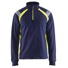 Sweatshirt halve rits High Vis lange mouw 3432 - marineblauw/fluo geel