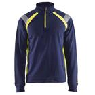 Sweatshirt halve rits High Vis lange mouw 3432 - marineblauw/fluo geel