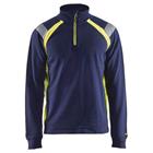 Sweatshirt halve rits High Vis lange mouw 3432 - marineblauw/fluo geel