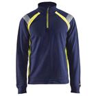 Sweatshirt halve rits High Vis lange mouw 3432 - marineblauw/fluo geel