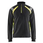 Sweatshirt halve rits High Vis lange mouw 3432 - zwart/fluo geel