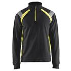 Sweatshirt halve rits High Vis lange mouw 3432 - zwart/fluo geel