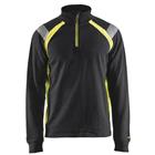 Sweatshirt halve rits High Vis lange mouw 3432 - zwart/fluo geel