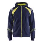 Sweatshirt hooded hele rits Hight Vis 3433 - marineblauw/fluo geel