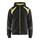 Sweatshirt hooded hele rits Hight Vis 3433 - zwart/fluo geel