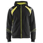 Sweatshirt hooded hele rits Hight Vis 3433 - zwart/fluo geel