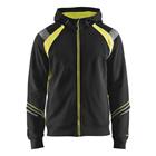 Sweatshirt hooded hele rits Hight Vis 3433 - zwart/fluo geel