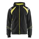 Sweatshirt hooded hele rits Hight Vis 3433 - zwart/fluo geel