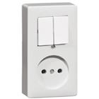 combinatie wipschakelaar (zonder aarde) 2-p opbouw crÃ¨mewit (elektrowit) IP20 00274521