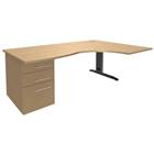 Bureau Asymmetrisch 180 cm metalen L-poot + ladeblok Quatuor - Manutan Expert