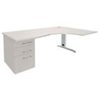 Bureau Asymmetrisch 180 cm metalen L-poot + ladeblok Quatuor - Manutan Expert