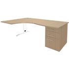 Bureau Asymmetrisch 180 cm metalen L-poot + ladeblok Quatuor - Manutan Expert