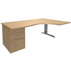 Bureau Asymmetrisch 180 cm metalen L-poot + ladeblok Quatuor - Manutan Expert