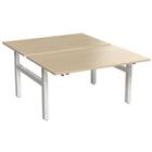 Recht, ergonomisch bureau Bench met zwengel, 2 werkplekken en H-vormig onderstel - Kelli