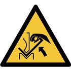 Pictogram Waarschuwing: mogelijke beklemming tussen materiaal persbank