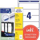 AVERY Zweckform Ordnerrugetiketten L4761-100 Ultragrip Wit A4 100 Vellen � 4 Etiketten 6,1 x 19,2 cm