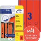 Avery Zweckform UltraGrip Ordnerrugetiketten A4 61 mm Rood 20 vellen � 3 etiketten