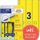 AVERY Zweckform Ordnerrugetiketten L4755-20 Ultragrip Geel A4 20 Vellen � 3 Etiketten 6,1 x 29,7 cm
