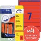 AVERY Zweckform Ordnerrugetiketten L4762-20 Ultragrip Rood A4 20 Vellen � 7 Etiketten 3,8 x 19,2 cm