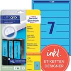 AVERY Zweckform Ordnerrugetiketten L4763-20 Ultragrip Blauw A4 192 x 38 mm 20 Vellen � 7 Etiketten